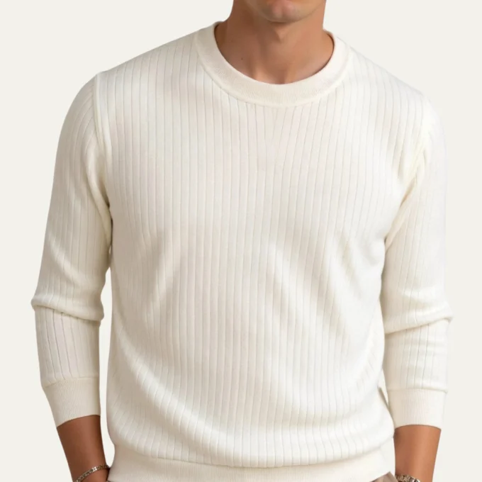 Gervais | Dense Ribbed Crew Neck Knit