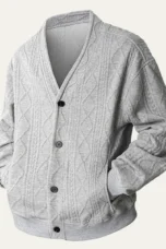 Guillaume | Diamond Cable V Neck Cardigan