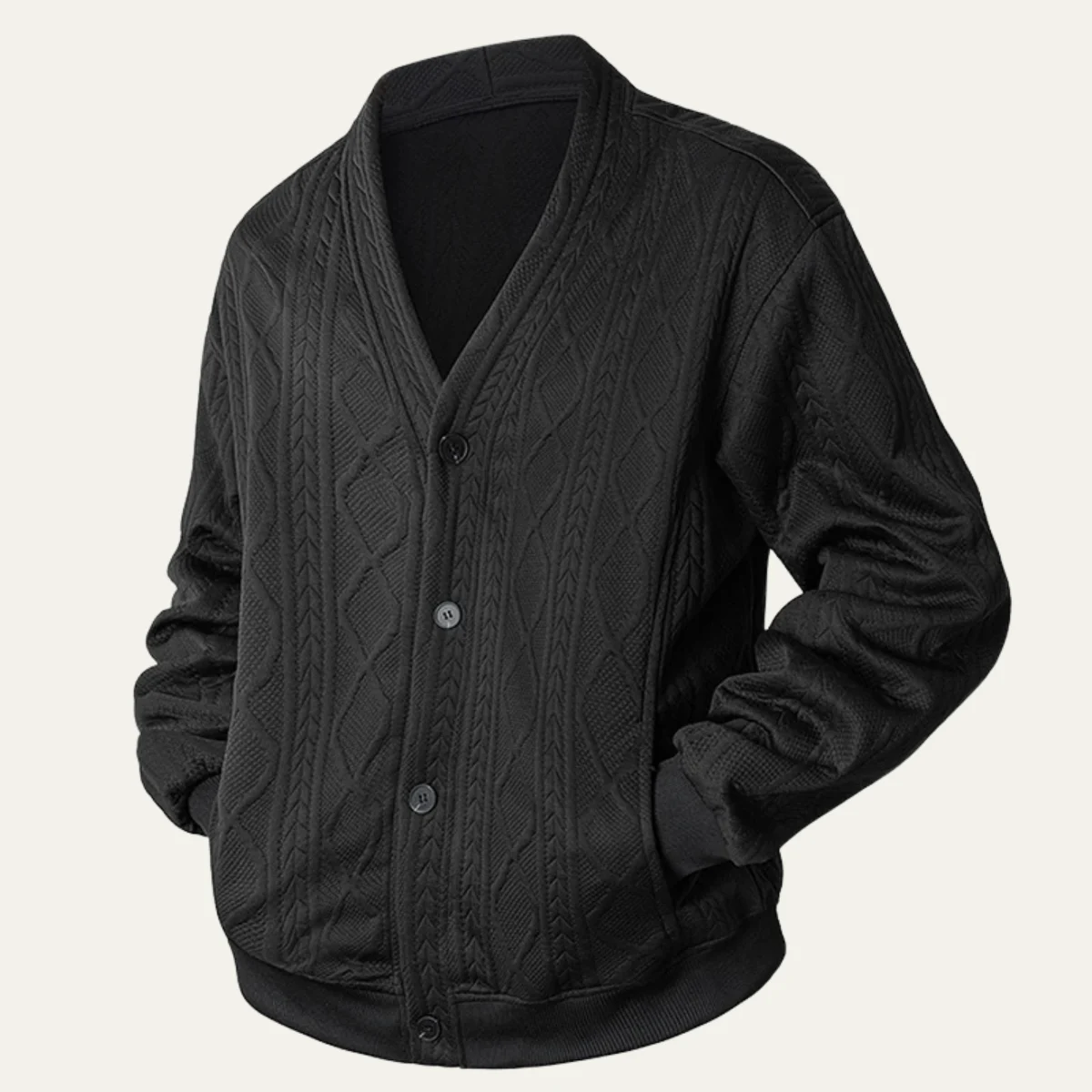 Guillaume | Diamond Cable V Neck Cardigan