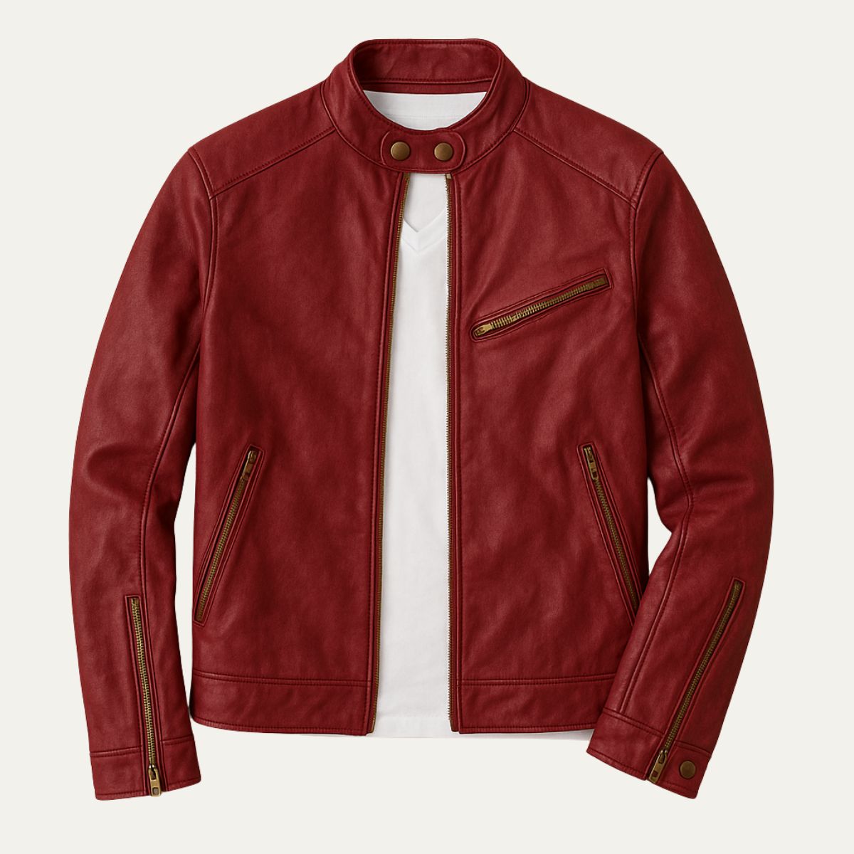 Gaspard | Leather Zip Biker Jacket