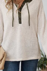 Octavia | Hooded Button-Neck Sweatshirt