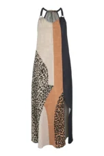 Norah | Leopard Panel Halter Maxi Dress
