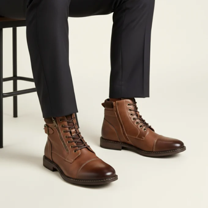 Achille | Cap Toe Leather Ankle Boot