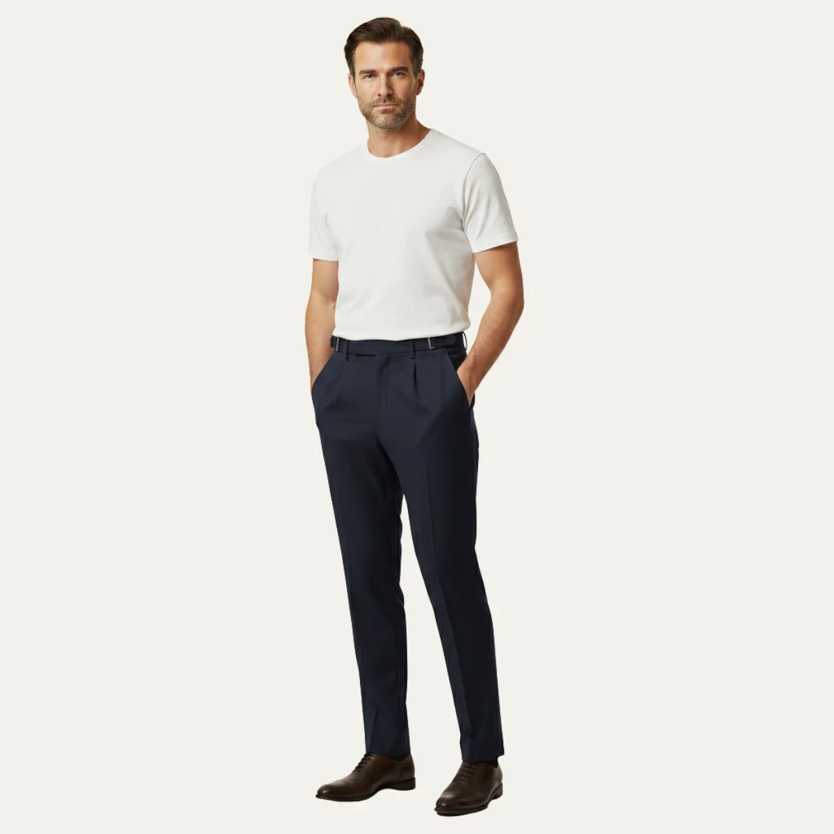 Anita | Slim Cotton Suit Trousers