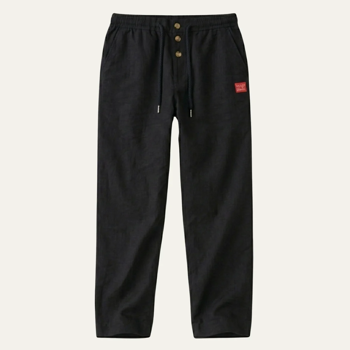 Yolande | Straight Leg Cotton-Linen Trousers