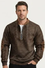 Martial | Elbow Patch Patterned Half Zip