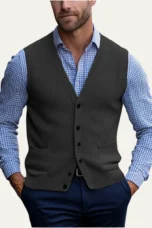 Esdras | Button Front Wool Knit Vest