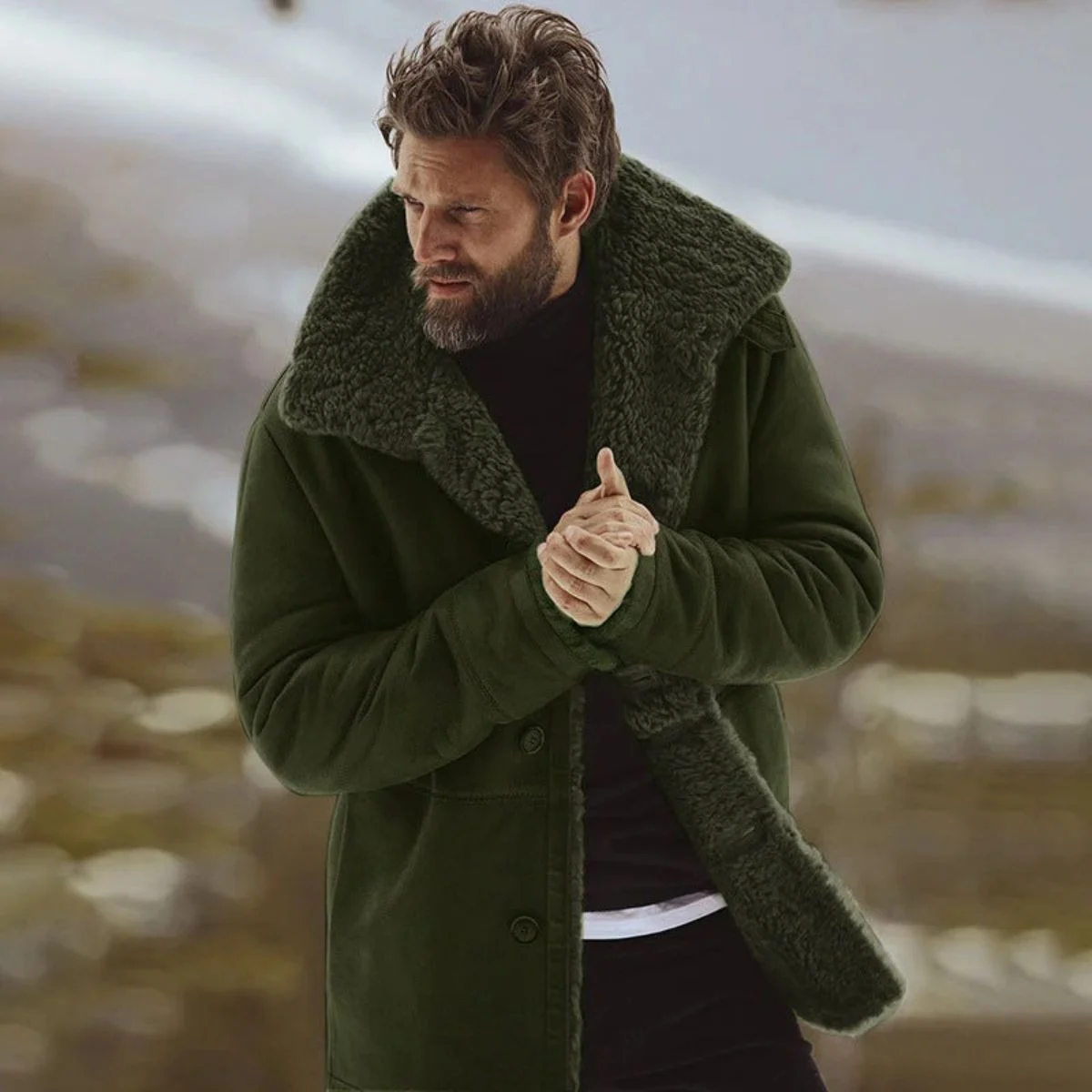 Gedeon | Shearling Collar Overcoat