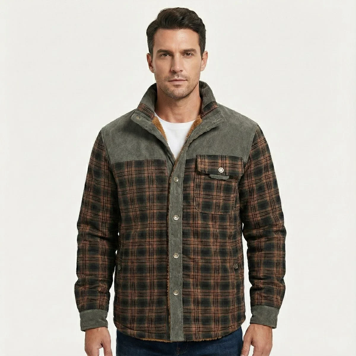 Honore | Plush Lined Plaid Shirt Jacket