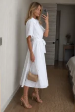 Zilda | Button Front Waist Tie Midi Dress