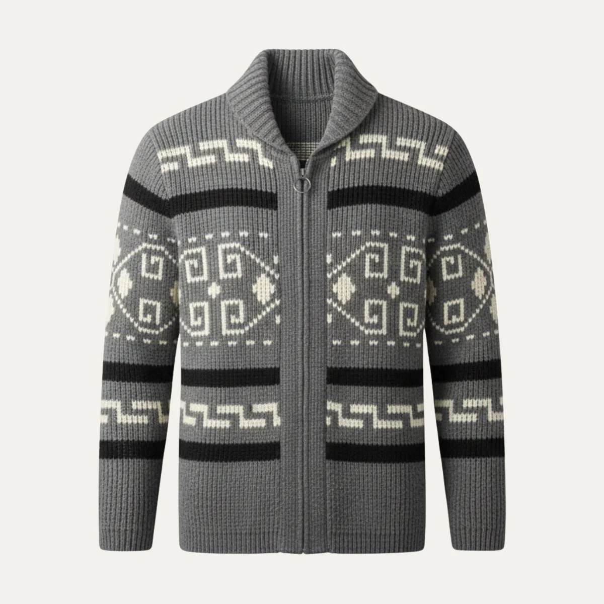 Olivier | Jacquard Knit Shawl Cardigan