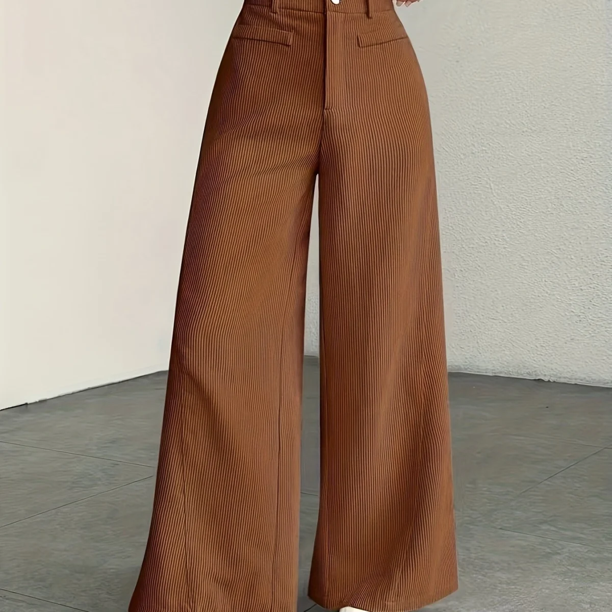 Guylaine | High Waist Corduroy Wide Leg Pants