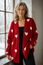 Savannah | Heart Pattern Cardigan editorial product photograph
