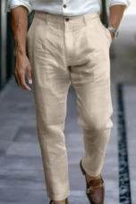 Priscilla | Linen Blend Straight Trousers