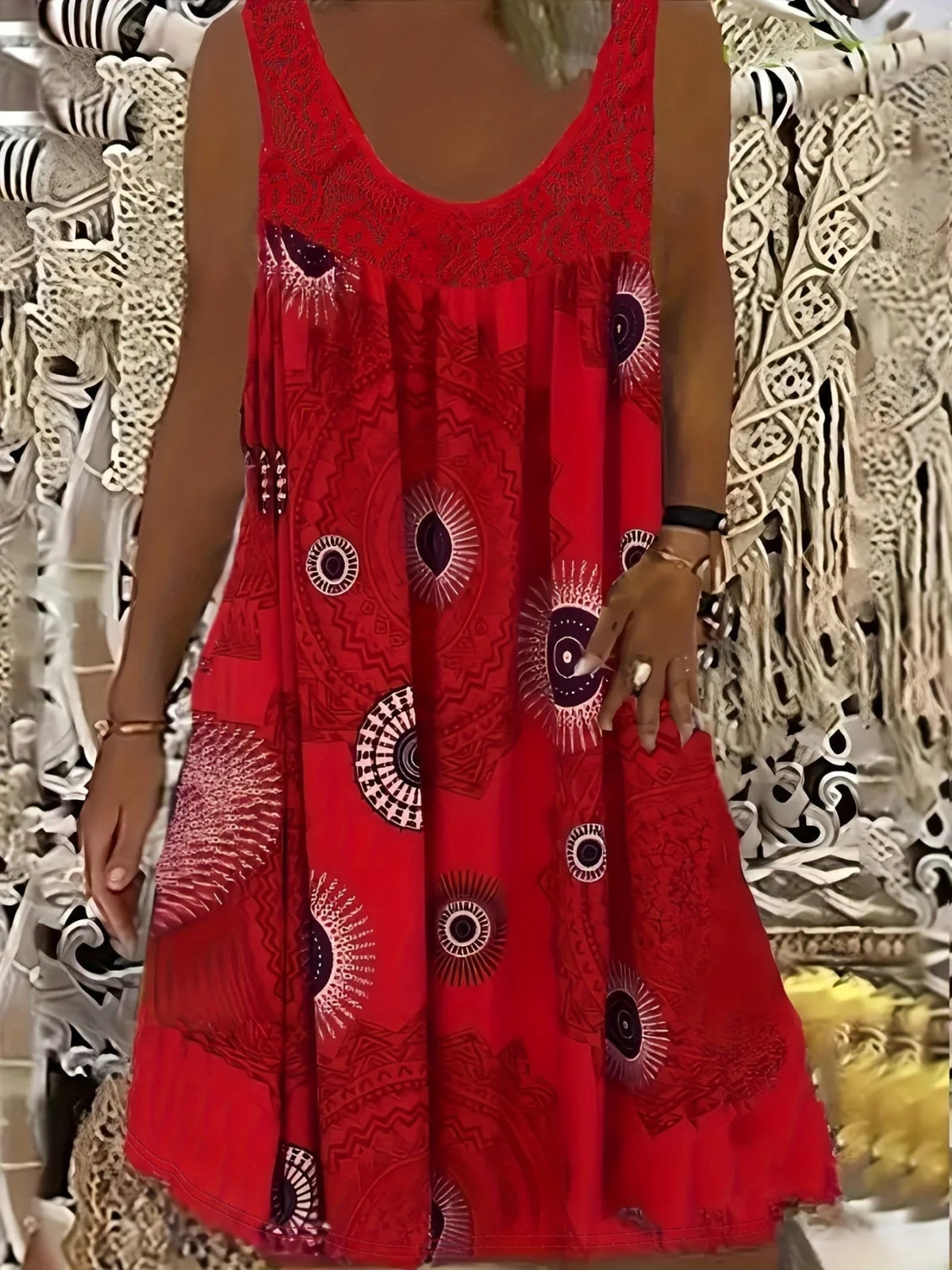 Marion | Contrast Lace Hem A-Line Dress