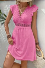 Arlette | Lace Bodice Flutter Sleeve Dress