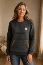 Sweatshirt with Round Neckline and Color Blocking editorial product photograph
