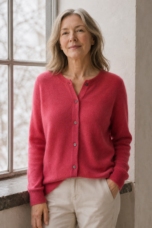 Trudy | Merino Wool Cashmere Cardigan editorial product photograph