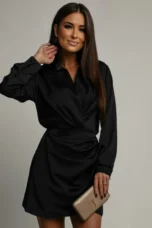 Margaret | Satin Wrap Long Sleeve Dress