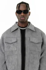 Rosario | Faux Suede Flap Pocket Jacket
