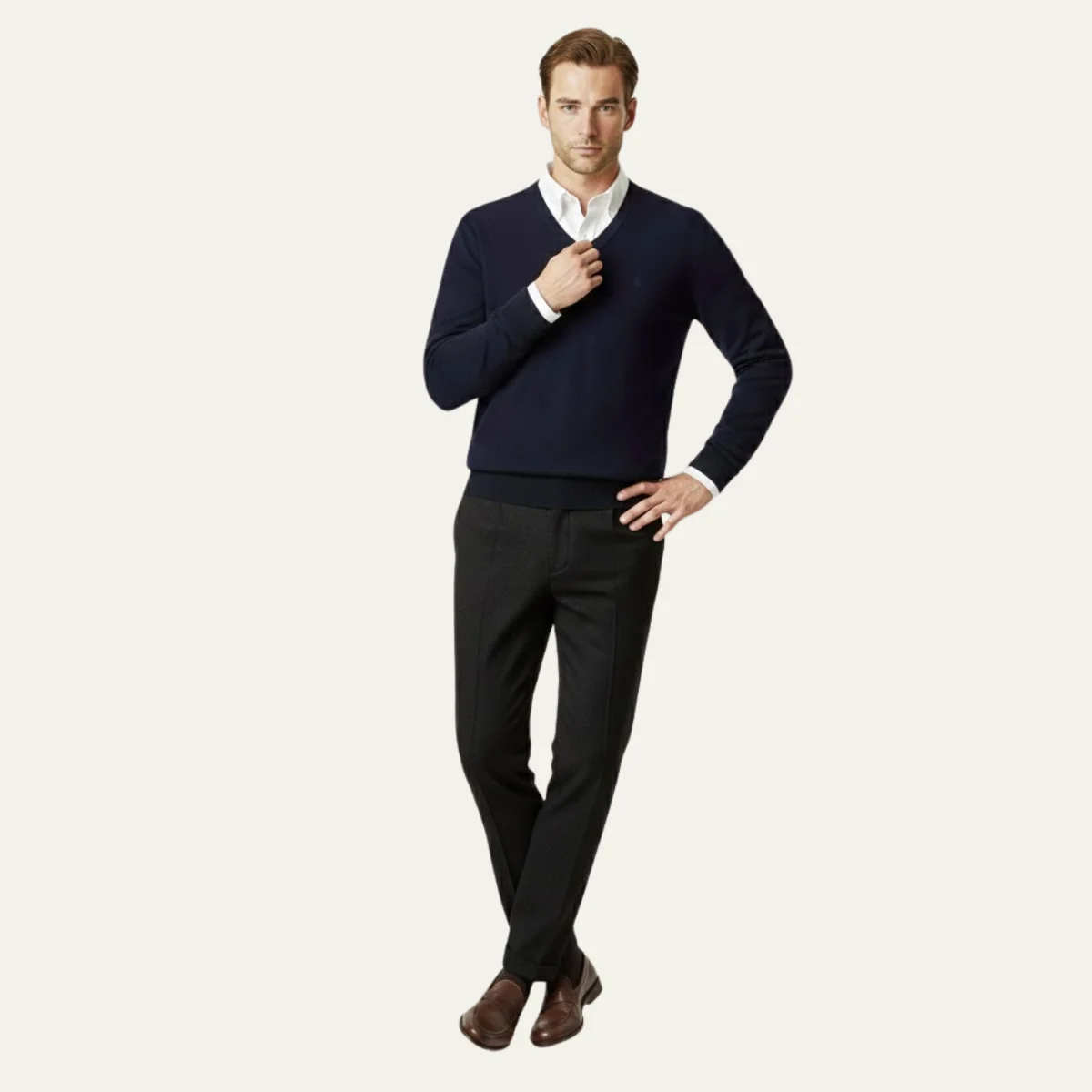 Fabienne | Herringbone Wool Trousers