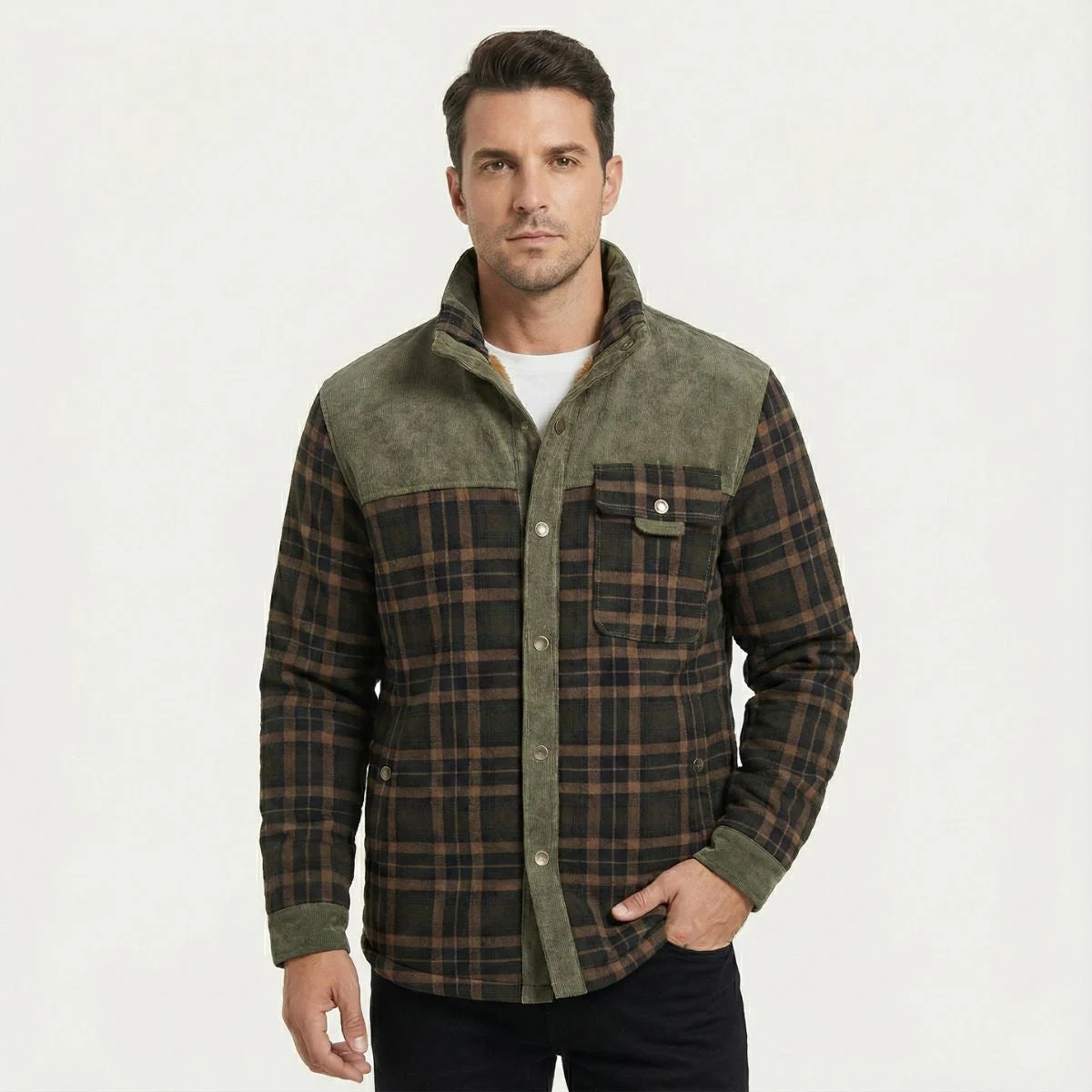 Honore | Plush Lined Plaid Shirt Jacket