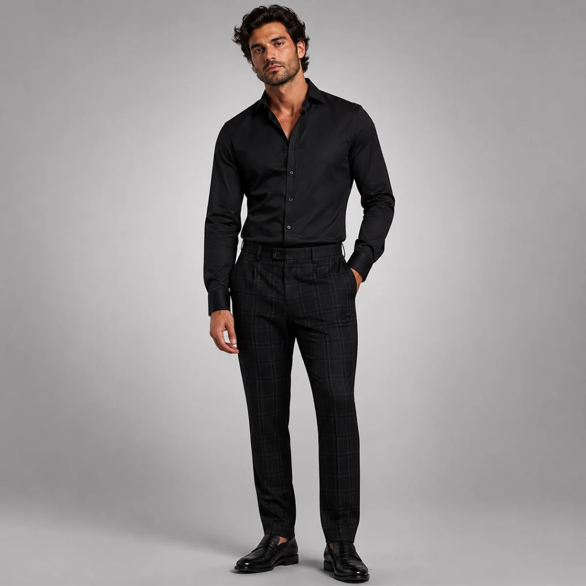 Chantal | Fine Check Slim Trousers