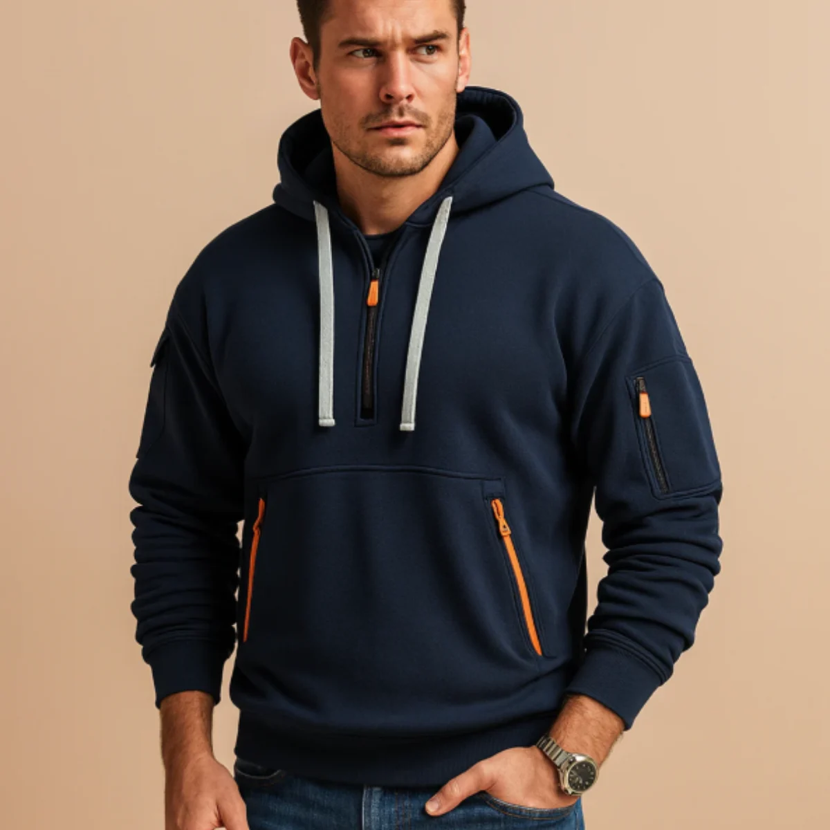 Firmin | Cotton Blend Half Zip Hoodie