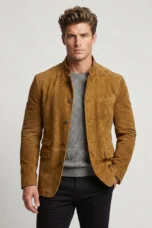 Rene | Suede Stand Collar Blazer