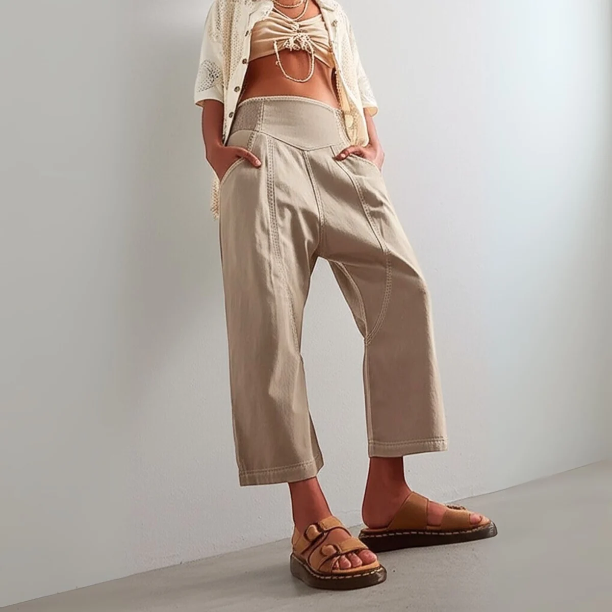Palmyre | Curved Seam Cotton Linen Pants