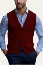 Esdras | Button Front Wool Knit Vest