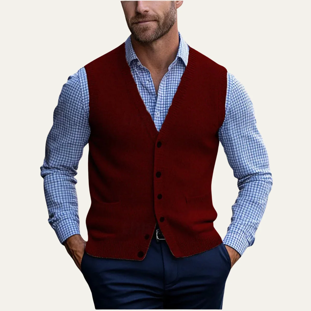 Esdras | Button Front Wool Knit Vest