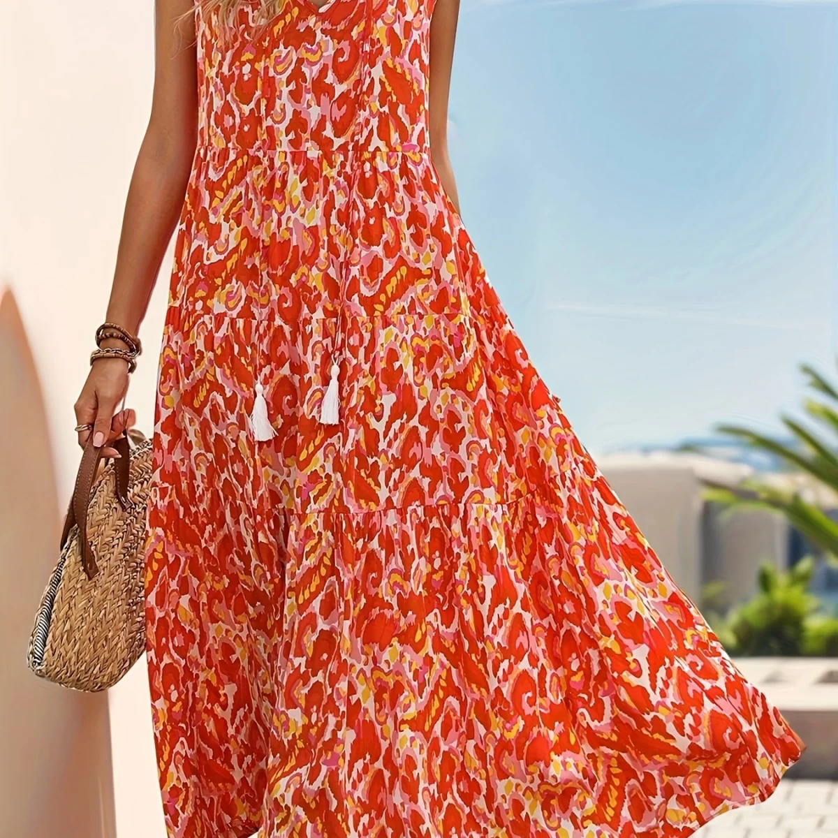 Wanda | Tassel Tie Tiered Sleeveless Dress