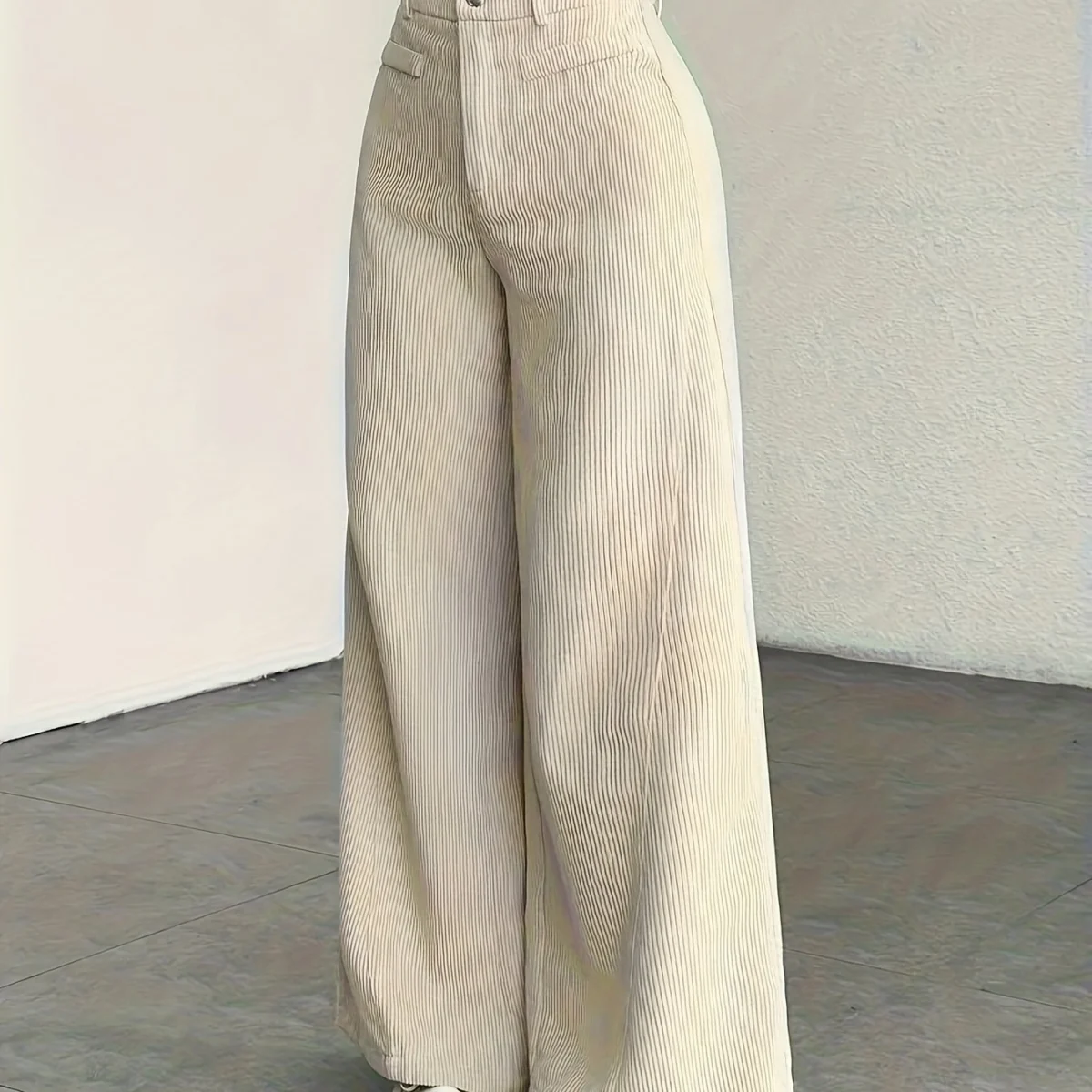 Guylaine | High Waist Corduroy Wide Leg Pants