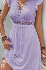 Arlette | Lace Bodice Flutter Sleeve Dress
