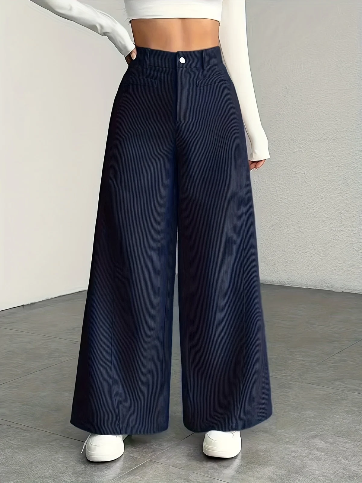 Guylaine | High Waist Corduroy Wide Leg Pants