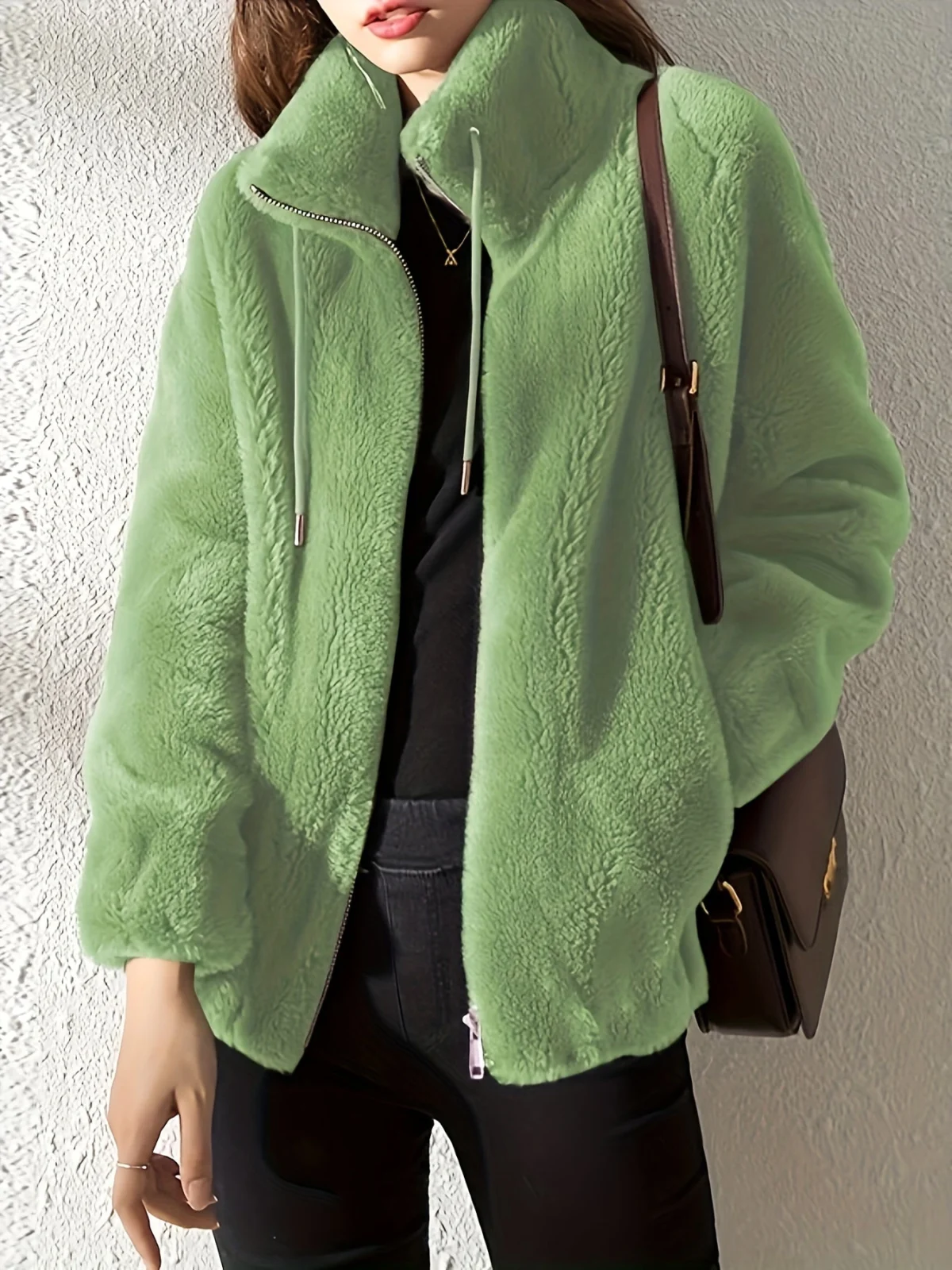 Marlene | Plush Coat, Stand Collar