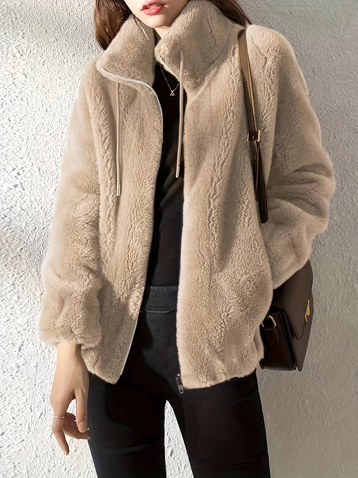 Marlene | Plush Coat, Stand Collar