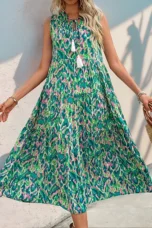 Wanda | Tassel Tie Tiered Sleeveless Dress