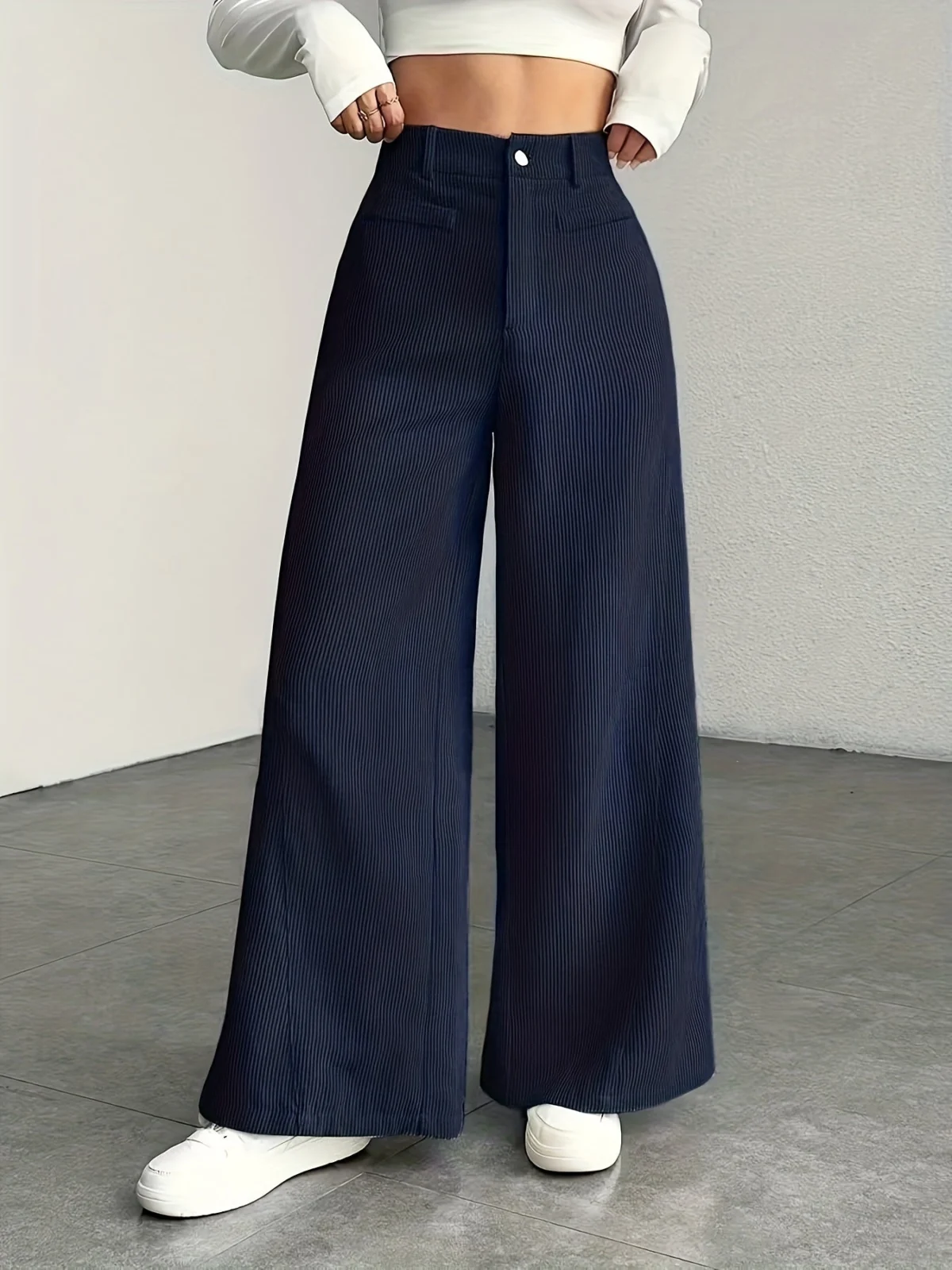 Guylaine | High Waist Corduroy Wide Leg Pants
