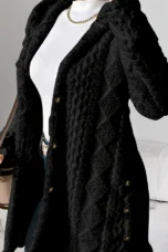 Gaétane | Knitted Argyle Hooded Cardigan
