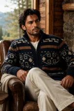 Olivier | Jacquard Knit Shawl Cardigan