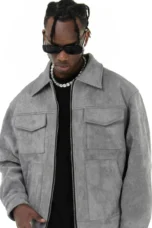 Rosario | Faux Suede Flap Pocket Jacket