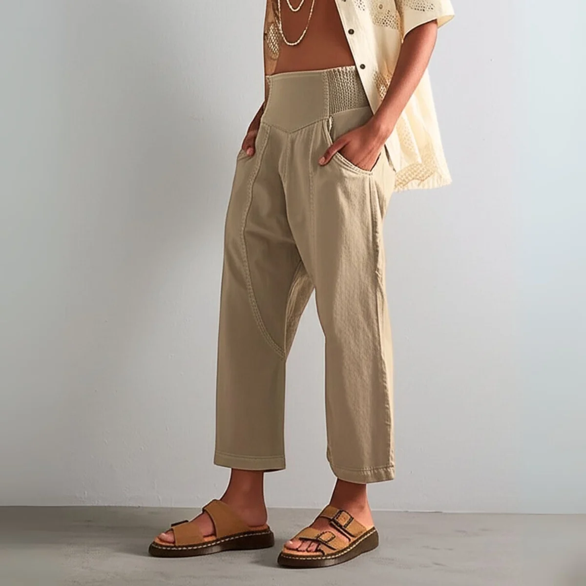 Palmyre | Curved Seam Cotton Linen Pants