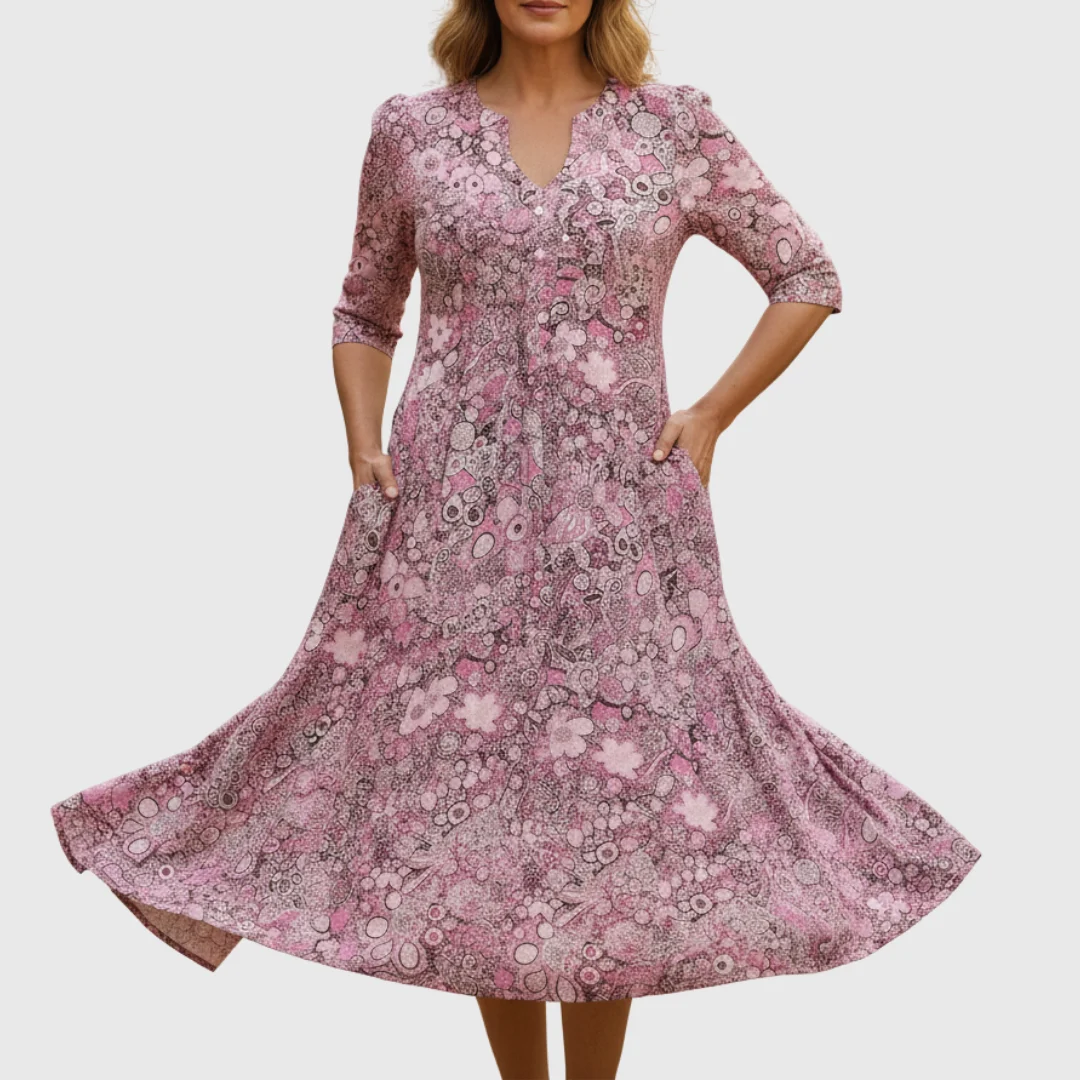 Anastasia | Deep Pocket Draped Midi Dress