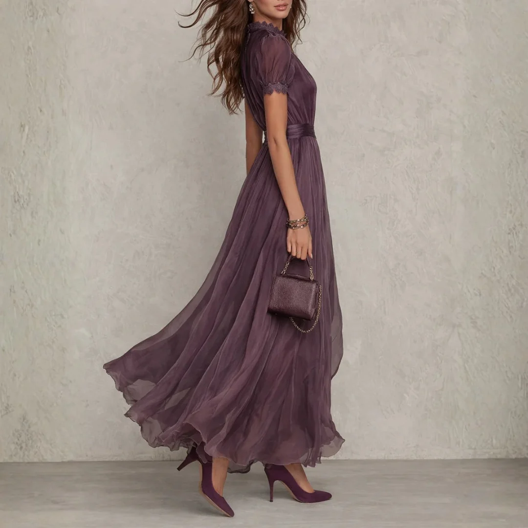Anicette | Lace Bodice Chiffon Maxi