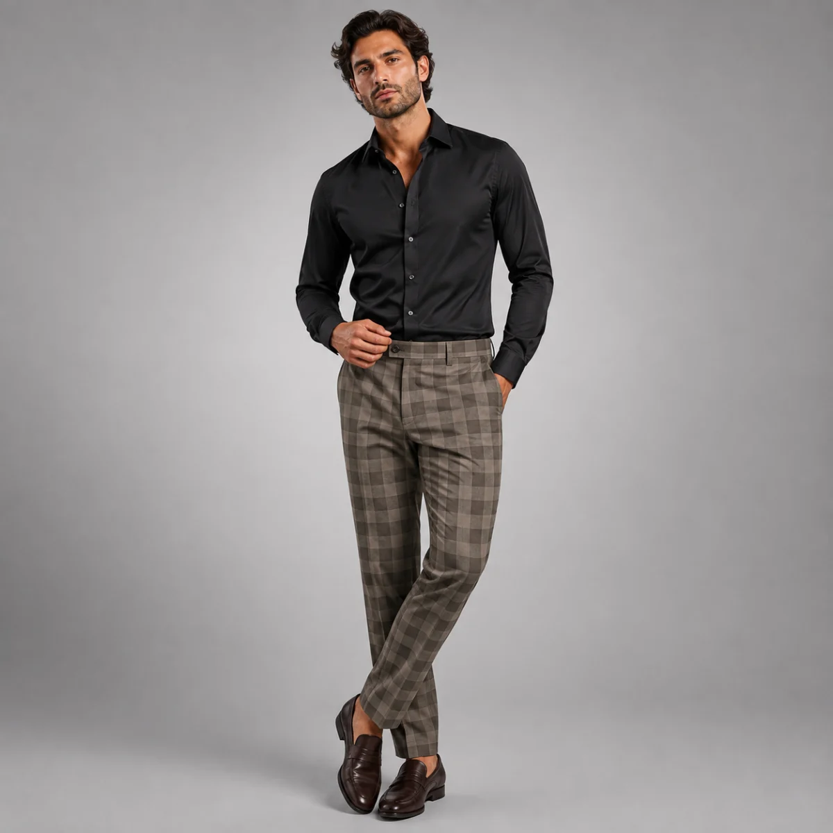 Chantal | Fine Check Slim Trousers