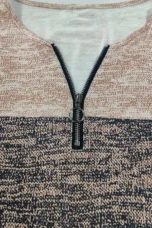 Norine | Striped Zip Neck Knit Top