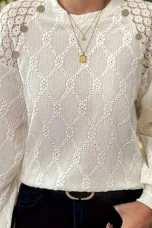 Melvina | Jacquard Lace Panel Top