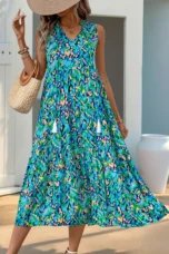 Wanda | Tassel Tie Tiered Sleeveless Dress